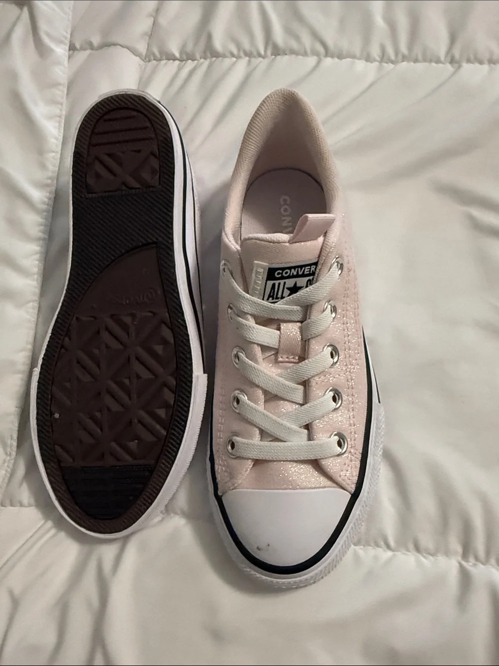 Kids Converse Low Top Sneakers in Pale Pink with White Accents